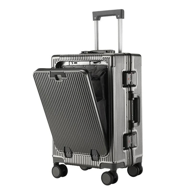 Aluminum Frame Carry-On with USB & Cup Holder