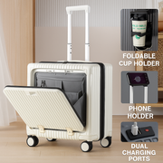 18″ Front-Opening USB Spinner Luggage