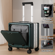 18″ Front-Opening USB Spinner Luggage