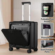 18″ Front-Opening USB Spinner Luggage