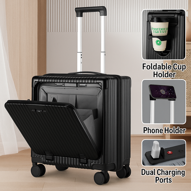 18″ Front-Opening USB Spinner Luggage