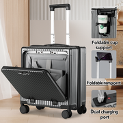 18″ Front-Opening USB Spinner Luggage