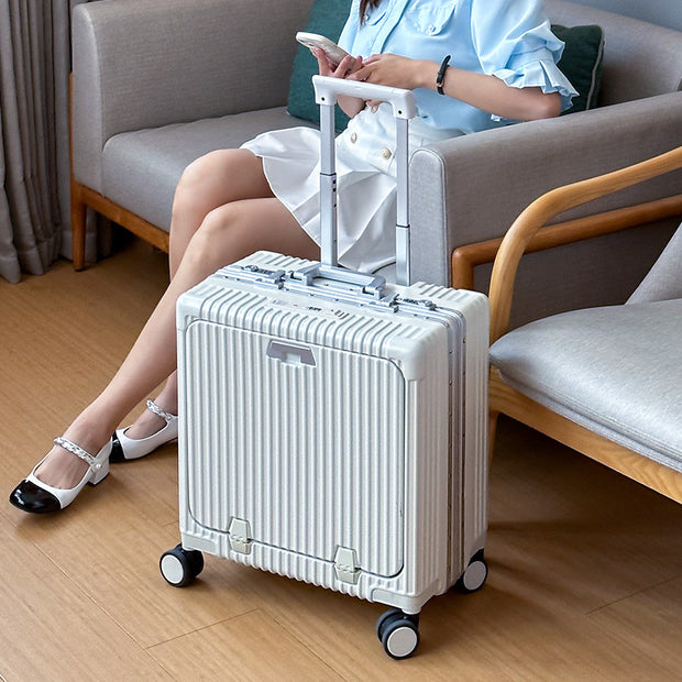 18″ Front-Opening USB Spinner Luggage