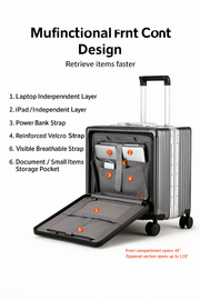 18″ Front-Opening USB Spinner Luggage